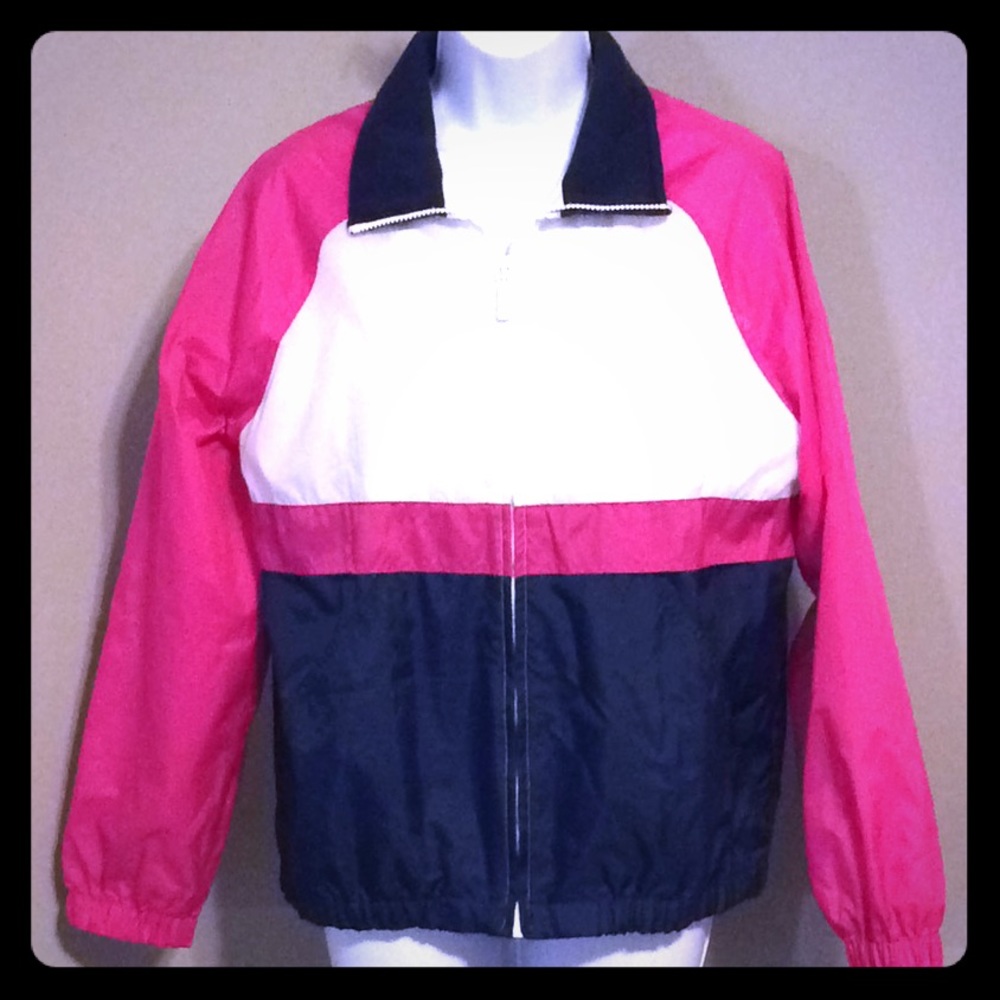 VTG Retro 90s Pink, White & Blue Jacket Medium